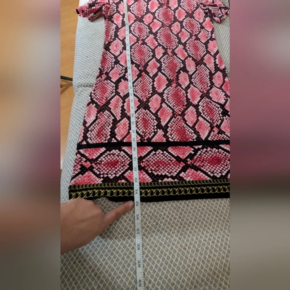Michael Kors Pink and Black Snake print Mini Shift  Dress